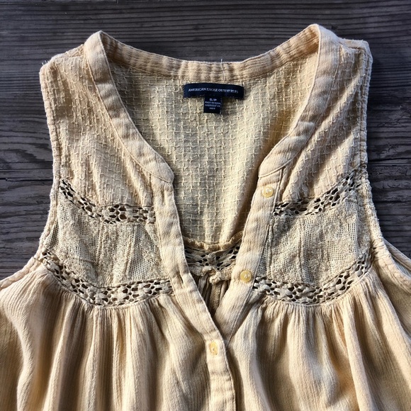 American Eagle gold mustard yellow button front tank top - Picture 3 of 13